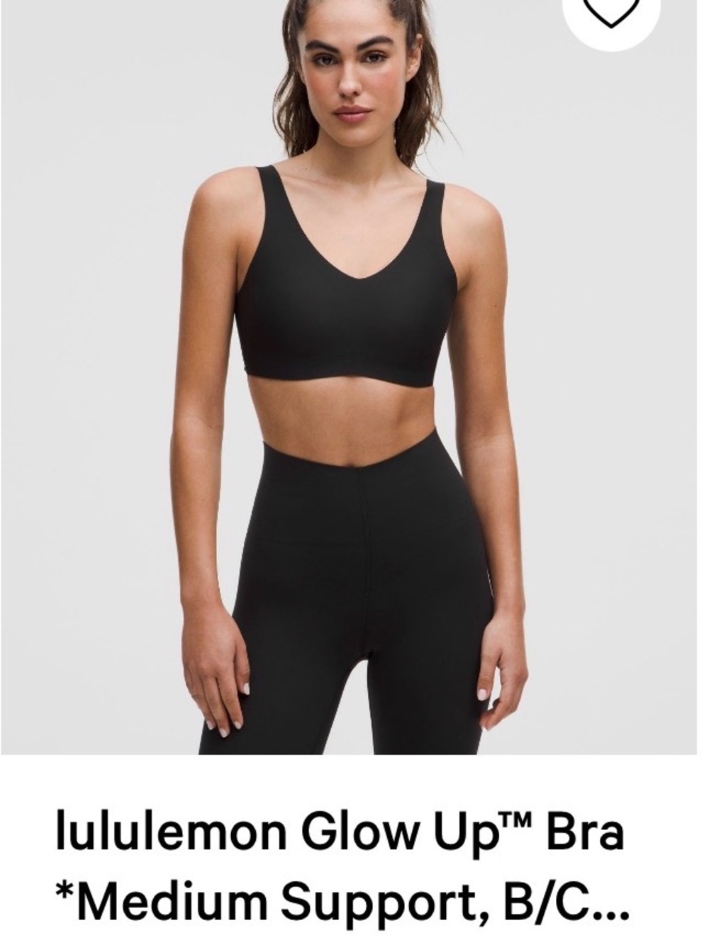 Lululemon Glow Up Bra *Medium Support, B/C Cup, Black